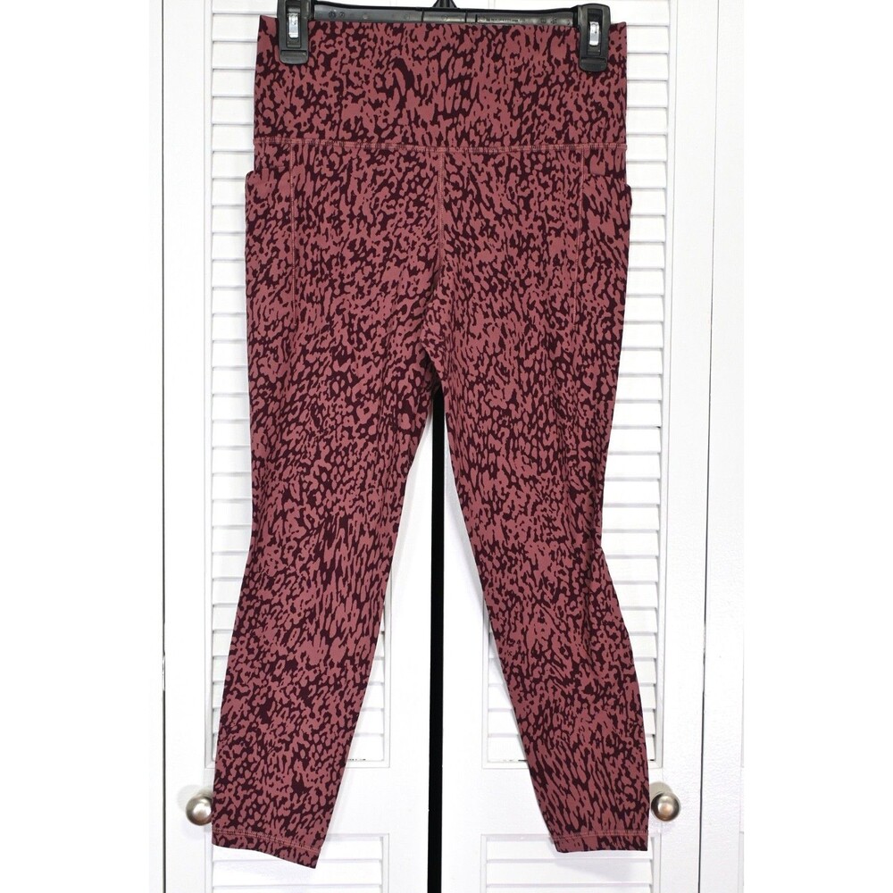 Athleta Leggings Womens Medium Pink Printed 7/8 High Rise Pocket Yoga Activewear